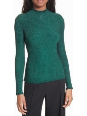 Milly Green Stardust Metallic Ribbed Sweater