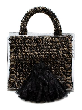 0711 Tbilisi 0711 Tblisi Black & Gold Copacabana Woven Top Handle Bag