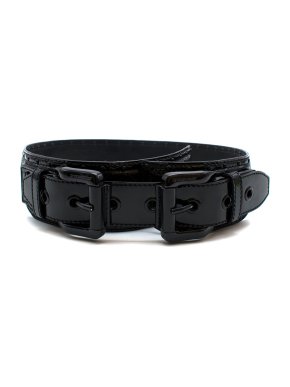 Burberry Black Patent Leather Double Buckle Belt - Size 75