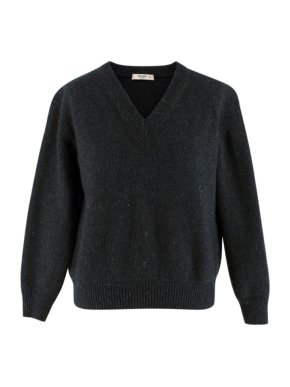 Prada Grey Cashmere Blend V Neck Sweater
