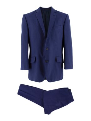 Richard James Blue Textured Cotton Single Breasted Suit