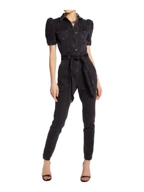 Retrofete Grey Denim Tori Belted Jumpsuit