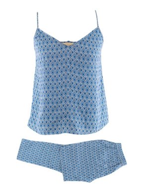 Paloma Blue Printed Blue Silk Pyjama Set
