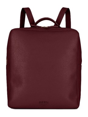 Been London Red Wine Recycled Leather Islington Backpack