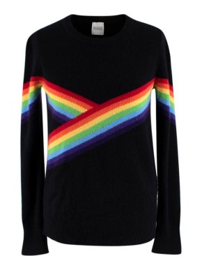Madeleine Thompson Black Bebe Rainbow Cashmere Knit Jumper