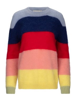Etre Cecile Rainbow Stripe Mohair Blend Boxy Knit Sweater