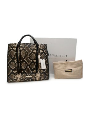 Amanda Wakeley Black Python Embossed Leather Shopper Bag