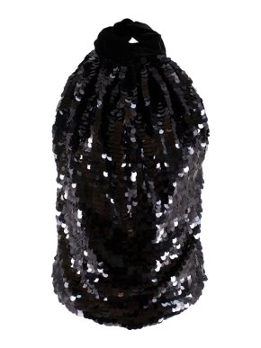 Harmur Black Silk Panther Sequin Party Top