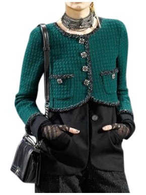 Chanel Green & Black Wool Tweed Runway Jacket