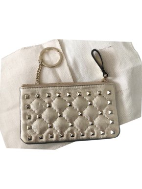 Valentino Gold Rockstud Coin Purse Key Charm