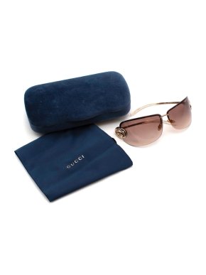 Gucci Gold Tone GG Vintage Sunglasses