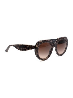 Dolce & Gabanna Leopard Print Round Frame Sunglasses
