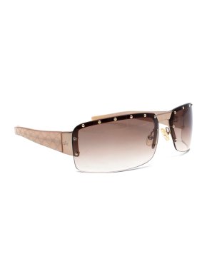 Gucci Beige & Gold Studded GG Vintage Sunglasses