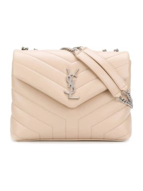Saint Laurent Pale Beige Leather Small Loulou Chain Bag