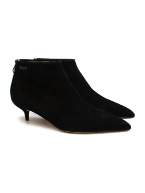 Charlotte Olympia Black Suede Kitten Heel Ankle Boots