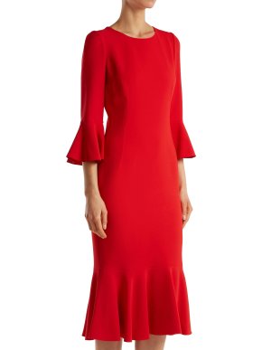 Dolce & Gabbana Ruffle Trim Cady Midi Dress
