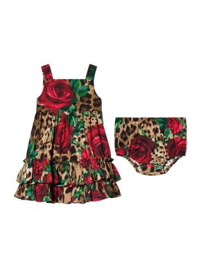 Dolce & Gabbana Baby 9-12M Leopard & Rose Print Dress with Bloomers