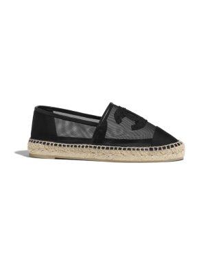 Chanel Black Mesh CC Espadrilles