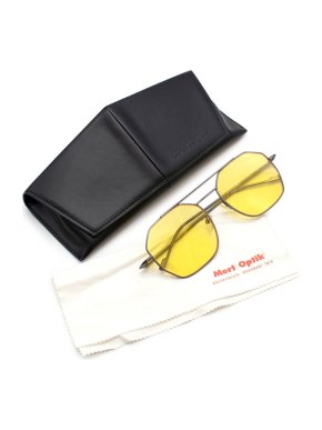 Courreges Yellow CL1659 Gunmetal Geometric Sunglasses