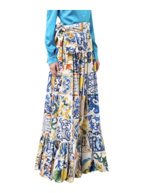 Dolce & Gabbana Sicily Print Tie Waist Maxi Skirt