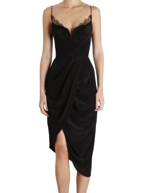 Zimmermann Black Lace trim Silk Slip Dress