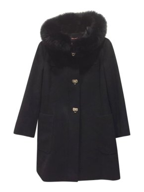 Max Mara Virgin Wool Fox Fur Trim Coat