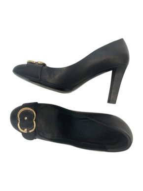 Gucci Black Open G Buckle Leather Pumps
