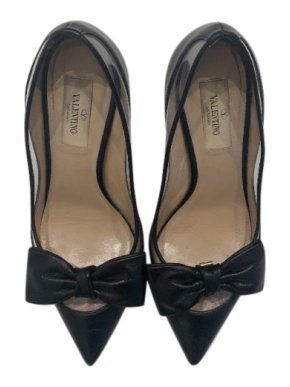 Valentino Black Leather Plexi Dolly Bow Pumps