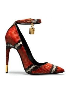Tom Ford Laminated Python Ankle Wrap Padlock 105mm Pumps