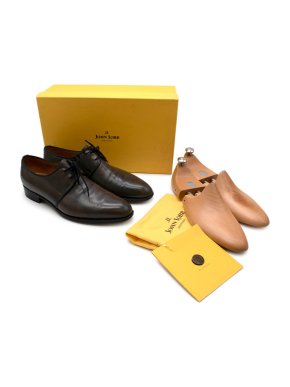 John Lobb Grey Hastings Calfskin Lace-Up Oxfords