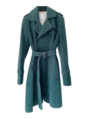 Costume National Teal Distressed Trench Coat