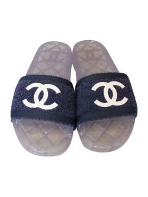 Chanel Blue Terry Jelly Pool Slides