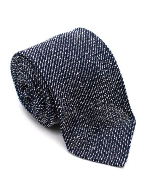 Drakes Blue Textured Cotton & Silk Blend Handmade Tie