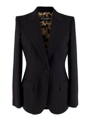 Dolce & Gabbana Black & Pink Pin Stripe Wool Blazer