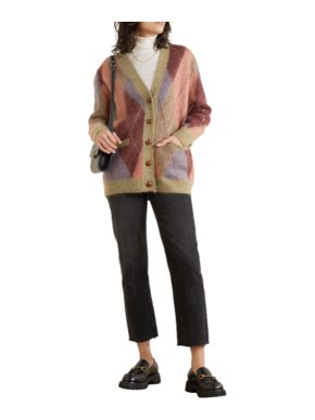 Gucci Argyle Oversized Mohair-Blend Cardigan