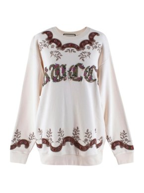 Gucci Ivory Floral Embroidered Oversized Jumper