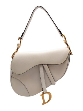 Christian Dior Current Season Latte Grained Calfskin Saddle Bag