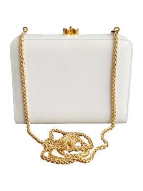 Gucci Vintage White Leather Shoulder Bag