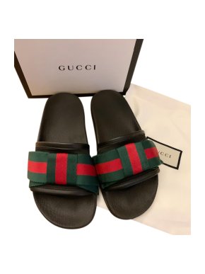 Gucci Black Web Bow Slides
