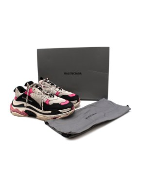 Balenciaga Black & Pink Triple S Distressed Trainers