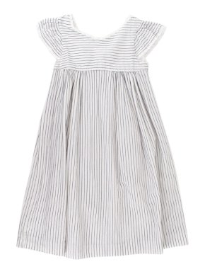 Bonpoint White Striped Lace Trimmed Cotton Dress