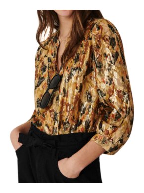 Ba&Sh Gaby Ocre Metallic Blouse