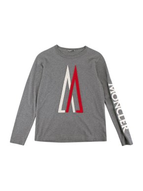 Moncler Grey Cotton Jersey Logo Sweater