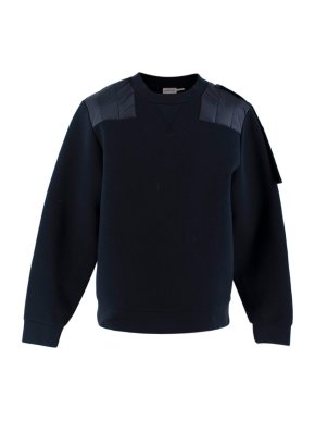 Moncler Navy Cotton Knit Padded Crewneck Jumper