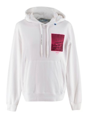 Off-White Pink/White Cotton Print Incompiuto Hoodie