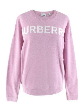 Burberry Pink Cotton Oversized Logo Sweater