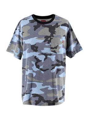 Supreme Blue Camo Cotton Pocket Short Sleeve T-Shirt