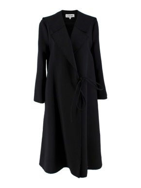 Loewe Black Wool Blend Wrap Coat