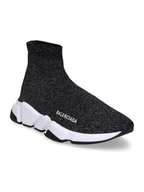 Balenciaga Black Glitter Speed Sneakers
