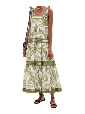 Zimmermann Empire botanical-print cotton-poplin midi dress